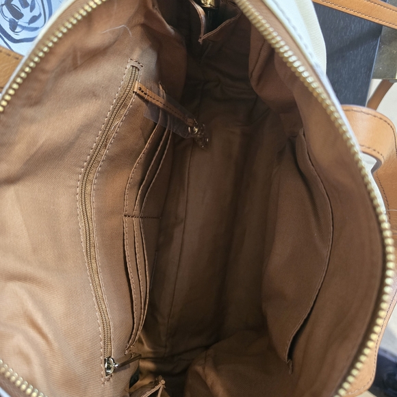 Fossil Women's Neutral Striped Sydney Satchel Crossbody Bag - Picture 8 of 9